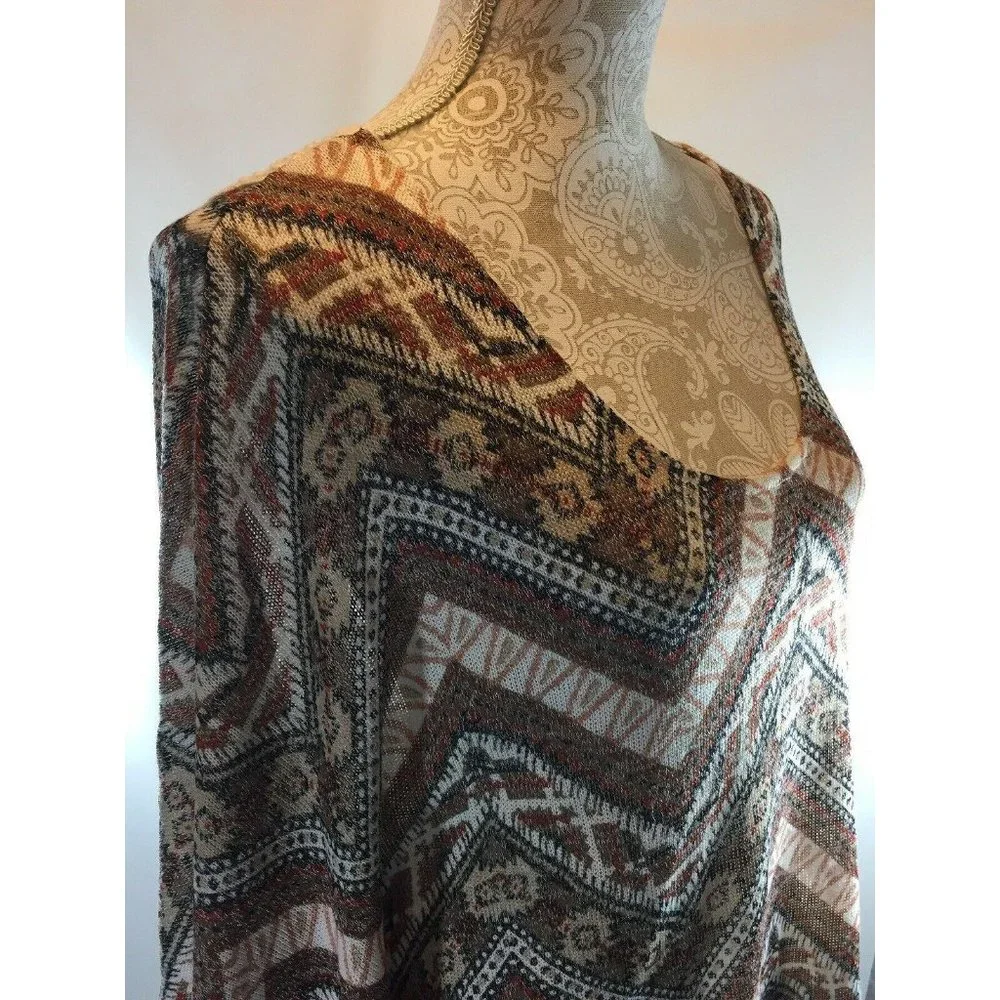 No Comment Sweater Poncho Top Junior Sz L Chevron‎